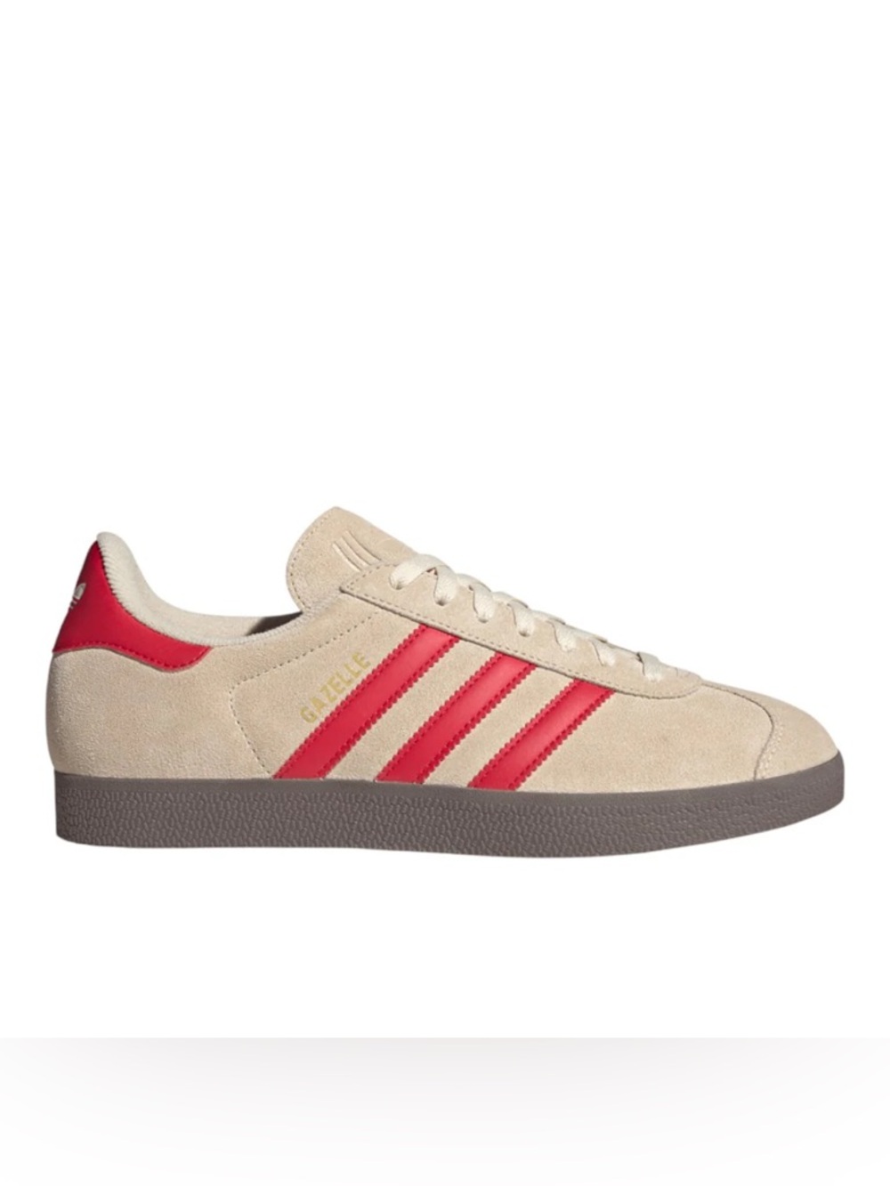 Adidas mens 7 Original Gazelle size beige with red stripes